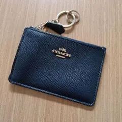 コーチ　COACH ネイビー レザー パスケース　定期入れ