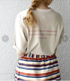 SHIPS シップス PROVERB ロゴTEE ベージュ
