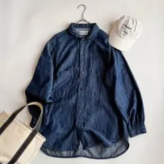 CIip.tab コットンリネン デニムシャツ インディゴブルー クリップタブ