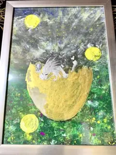 【銀龍】ちび龍　龍神エネルギーアート✨一筆龍　絵画　置物　龍　イミラック隕石