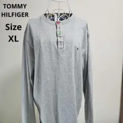 【大きめ⭐TOMMY HILFIGER】グレー　カラフルボタン ロンT XL