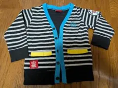 ストライプ カーディガン 黒と白 80cm　BABYDOLL