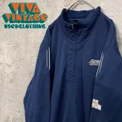 レア【古着】アディダス ハーフジップ刺繍トラックジャケット ネイビー 2XL