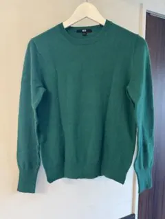 UNIQLOカシミヤ100%グリーン クルーネック セーター長袖L