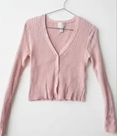 H&M リブニットカーディガン ピンク Mサイズ