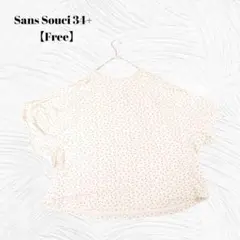 サンスーシー 34プラス Free ドット柄 5分袖 プルオーバー エクリュ