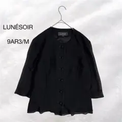 東京ソワール ブラックフォーマルジャケット シフォンフリル 透け感 M