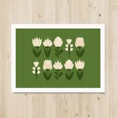 【A4フレーム付】北欧アート ｜ 白い花の庭 #FL07