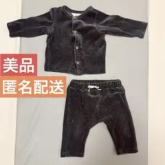 【美品】H&M エイチアンドエム　ベビー　セットアップ　ベロア　ダークグレー