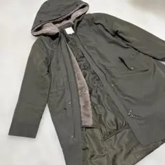 美品earth music&ecology ツーウェイモッズコート カーキ　M