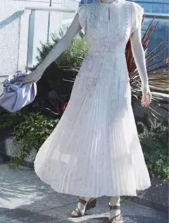 SNIDEL プリーツプリントワンピース　ストーン柄　大理石柄　サイズ1