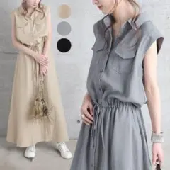 ワンピース レディース ロングワンピース きれいめ シャツワンピース