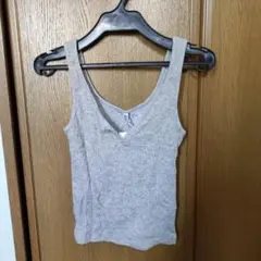 H&M グレー リブタンクトップ XS