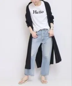 Deuxieme Classe PARUコットンロングカーディガン黒のサムネイル