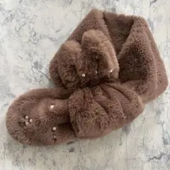 新品未使用　うさぎ　ラビット　ブラウン　ファー　リボンマフラー