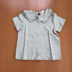 H&M フリル付き襟 薄グリーン　 半袖 US 2T 新品