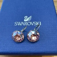 Swarovski ピンククリスタル シルバーフックピアス