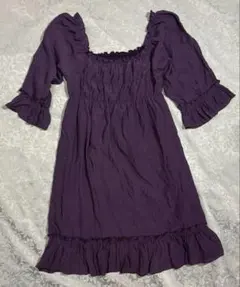 チュニック ミニワンピ 紫 パープル ギャル 当時物 フリル