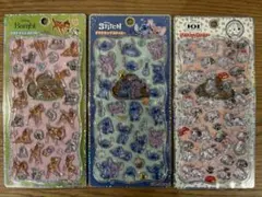 【新作ディズニープチドロップステッカー3枚セット】　スティッチ バンビ 101匹