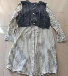 ビームスハート　ドッキング　シャツワンピース　長袖