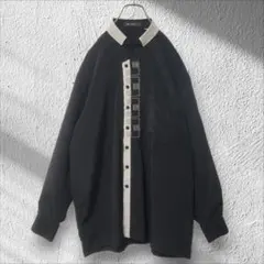 ☆MCBELL☆シャツ 長袖 幾何学 刺繍 薄手 さらさら 光沢 モード 古着のサムネイル