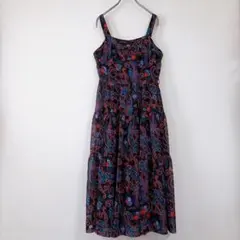 ヴィンテージ（F）ノースリーブ キャミワンピース 総柄　シフォン　ヴィンテージ