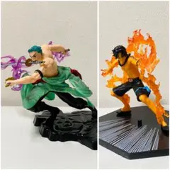 ワンピース フィギュア ゾロ (三刀流) & エース (火拳) 迫力エフェクト付