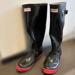 HUNTER ブラック ピンク 長靴 レインブーツ