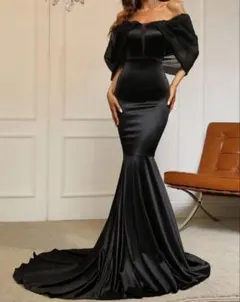オフショルダー ブラック マーメイドドレス