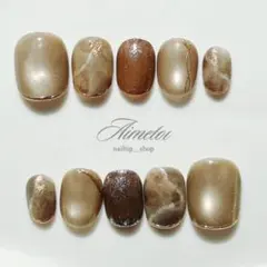 ⭐︎現品販売　ニュアンスネイル　マグネットネイル　カーキ×ブラウン