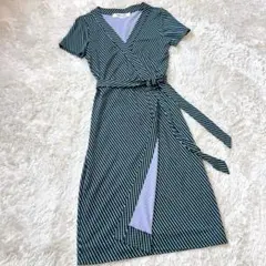 美品 DVF ラップワンピース ロング グリーン 0