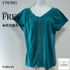 179/WG ヴィンテージ カットソー Vネック 青銅色 くすみカラー Fのサムネイル