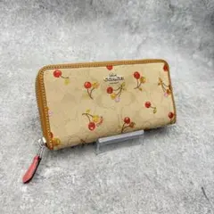 Coach Cherry Signature Zip Around Wallet