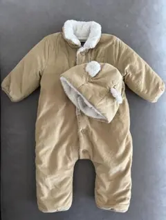 baby GAP ベージュ フード付きジャンプスーツ 帽子付き