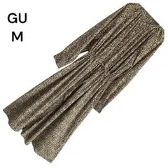 ジーユー　ロングワンピース　M　花柄　総柄　Aライン　長袖