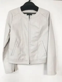 【美品!】N. ホワイト⭐︎ノーカラーレザージャケット