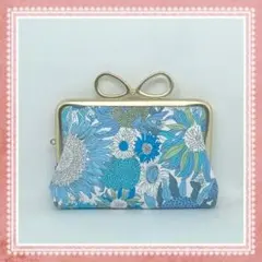 ハンドメイド　親子がま口財布　リバティ　スモールスザンナ　ブルー