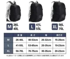 黒のナイロン　リュックの雨除けカバー