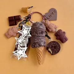 じゃらじゃらキーホルダー チョコダブルアイス レッド アメリカン
