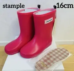 【新品タグ付】stample長靴 レインブーツ ピンク 16cm インソール付きのサムネイル