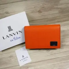 ランバンオンブルー 定価11000円 牛革 名刺入れ LANVIN オレンジ