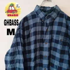 USA古着 GHBASS ネルシャツ　M スモークブルー　ネイビー　チェック