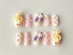 No.33 ネイルチップ　現品　ウィッシュコア　Y2K 平成　音符　星　紫　黄色