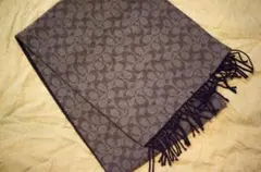 【COACH】新品未使用★バイカラーマフラーブラック×グレー保存袋付き COACH】新品未使用☆バイカラーマフラーブラック×グレー保存袋