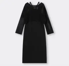 GU♡2ピースニットキャミソールワンピース♡ブラック♡Ｌサイズ