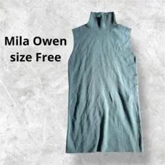 ミラオーウェン タートルネックニット ブルー ノースリーブ a3692