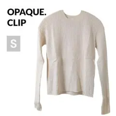 オペークドットクリップ 長袖 リブニット プルオーバー ウール混 白 春 薄手