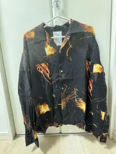 SHAREEF 炎プリント 長袖シャツ Sサイズ 柄シャツのサムネイル
