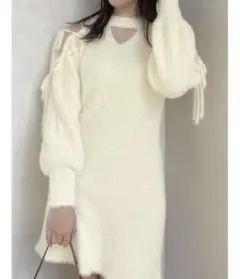 dazzlin ショルダーリボンシャギーミニワンピース