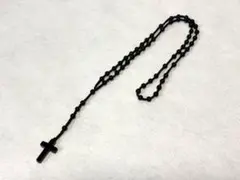 ロザリオ ブラック ネックレス クロス 十字架 金属不使用